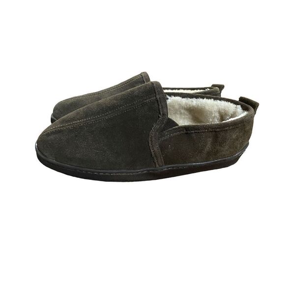 Mens minnetonka Romeo suede leather faux fur slippers - Picture 1 of 10